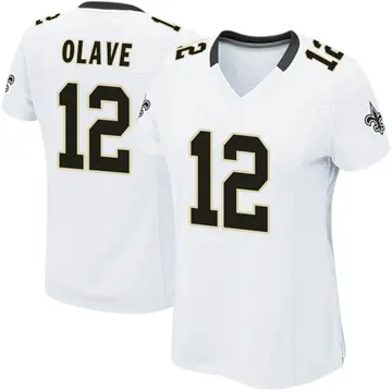 Nike Men's New Orleans Saints Chris Olave #12 White Game Jersey